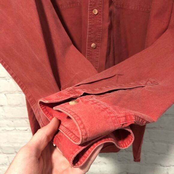 L.L. Bean Red Long Sleeve Button Up Men's Sz XXL - Picture 6 of 8